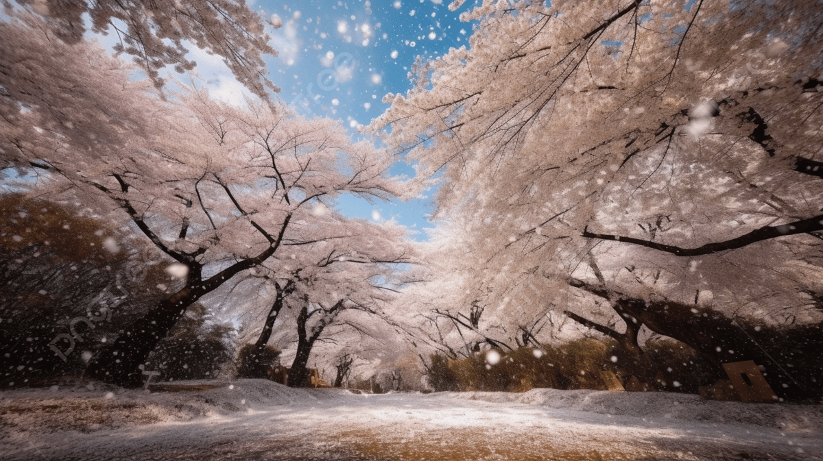 Musim Salju Yang Indah Dengan Pohon-Pohon Yang Ditutupi Lapisan Salju Putih Bersih